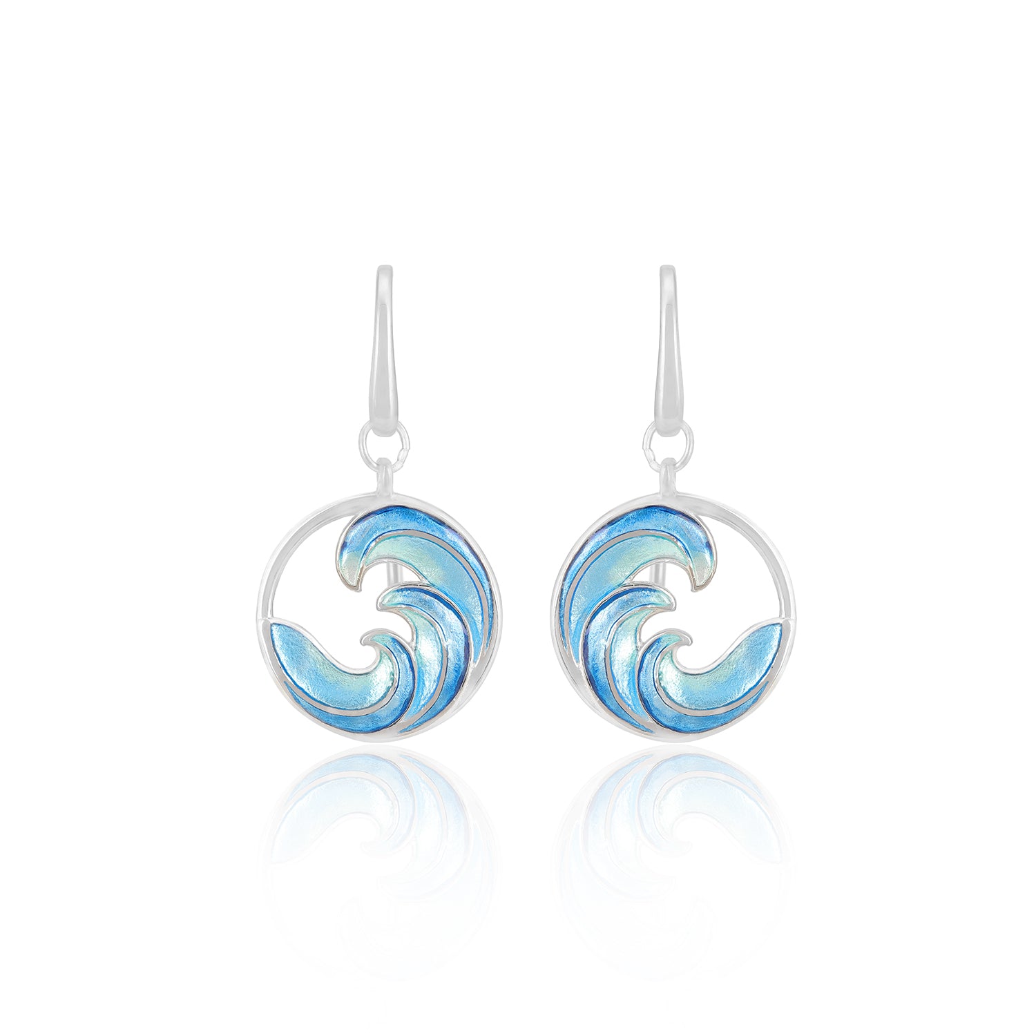 Sterling Silver Ocean Breeze Flowing Wave Rhodium Plated Earrings