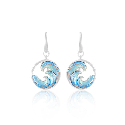 Sterling Silver Ocean Breeze Flowing Wave Rhodium Plated Earrings