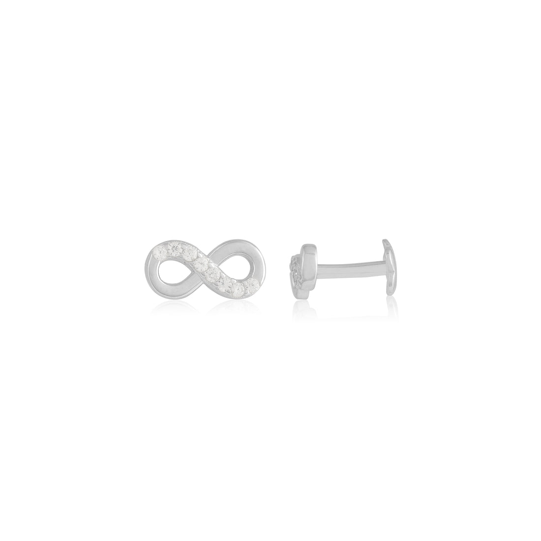 925 Sterling Silver Oneside Stone Infinity Rhodium Plated Stud For Women