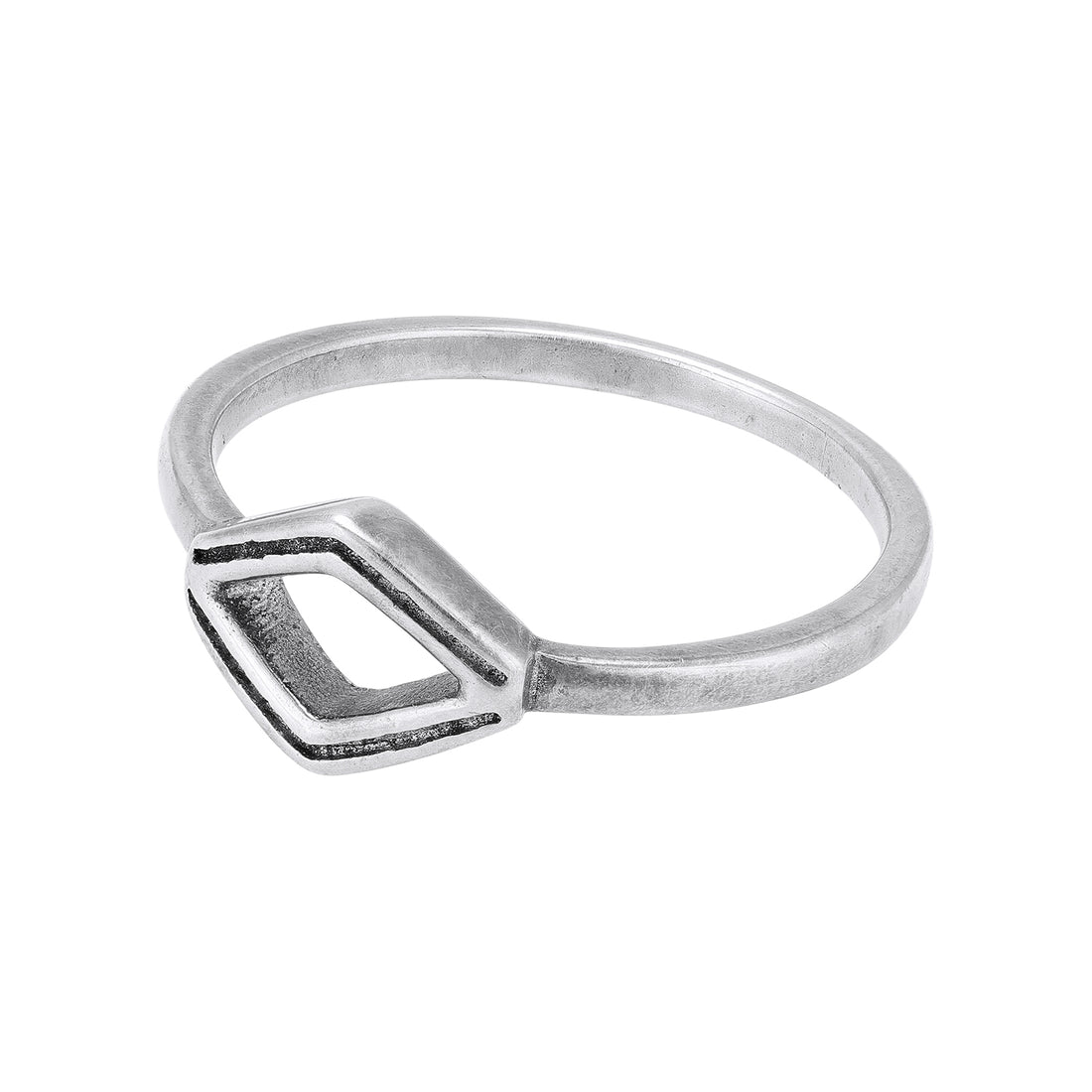 925 Sterling Silver Open Rhombus Frame Minimalist Geometric Stackable Ring for Women