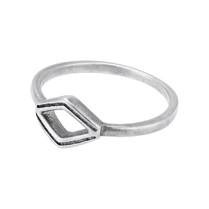 925 Sterling Silver Open Rhombus Frame Minimalist Geometric Stackable Ring for Women