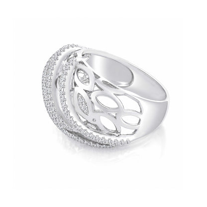 Sterling Silver Openwork Cutout Multi Layer Band Ring
