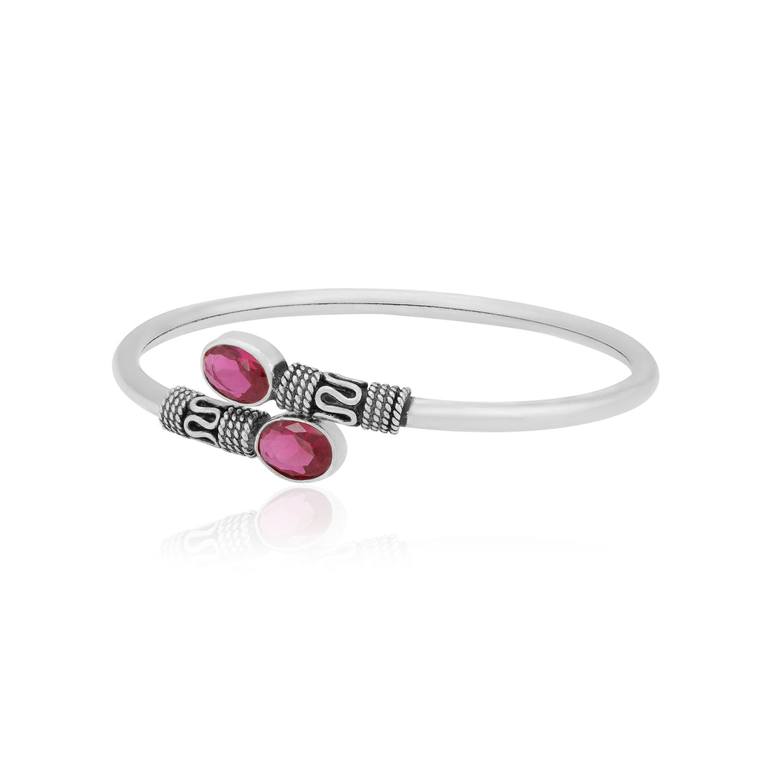 925 Sterling Silver Oxidised Ruby Kada for Women