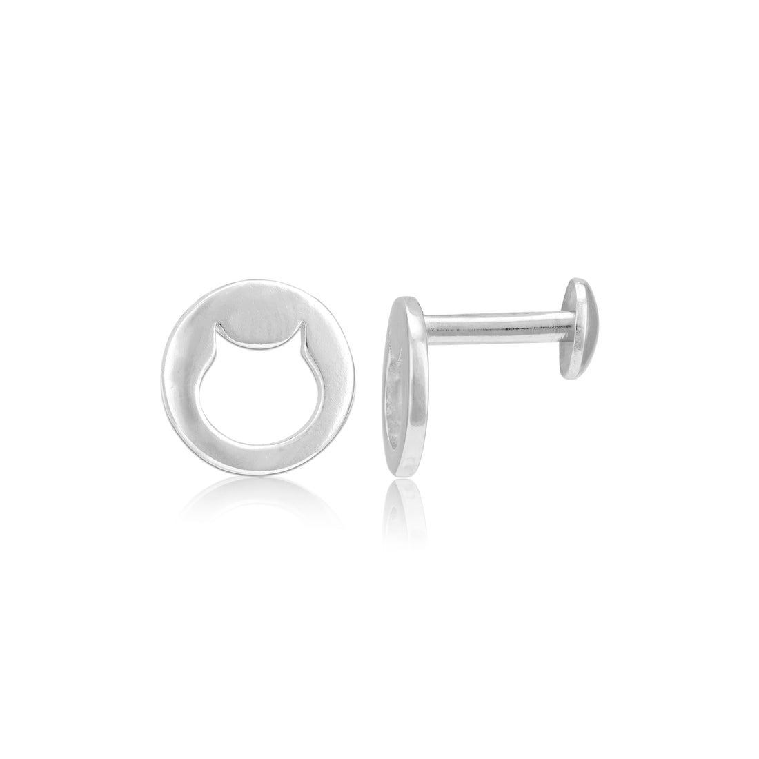 925 Sterling Silver Pawfect Circle Cat Stud for Women