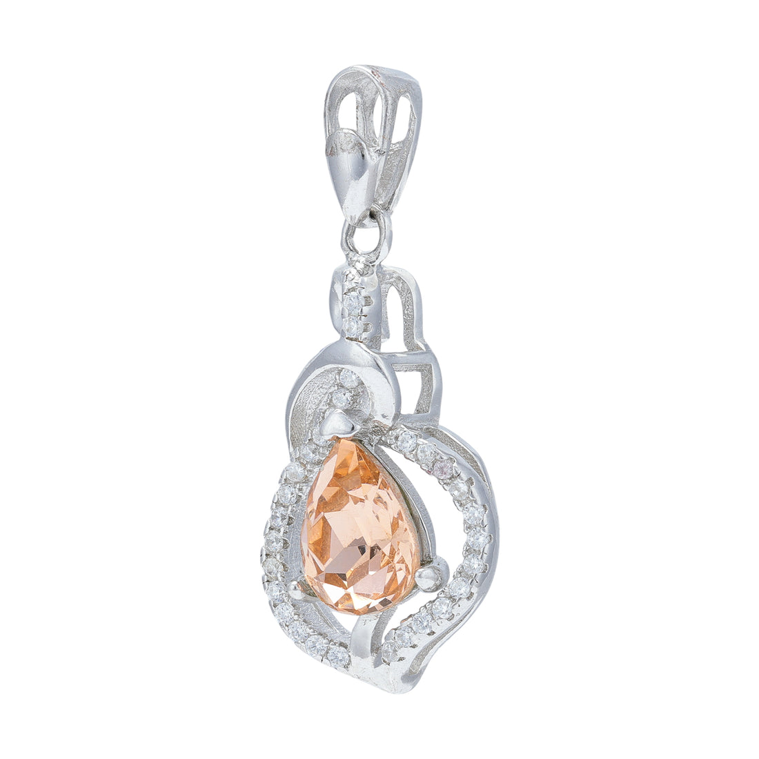 925 Sterling Silver Peach Teardrop Twisted Infinity Loop Pendant for Women