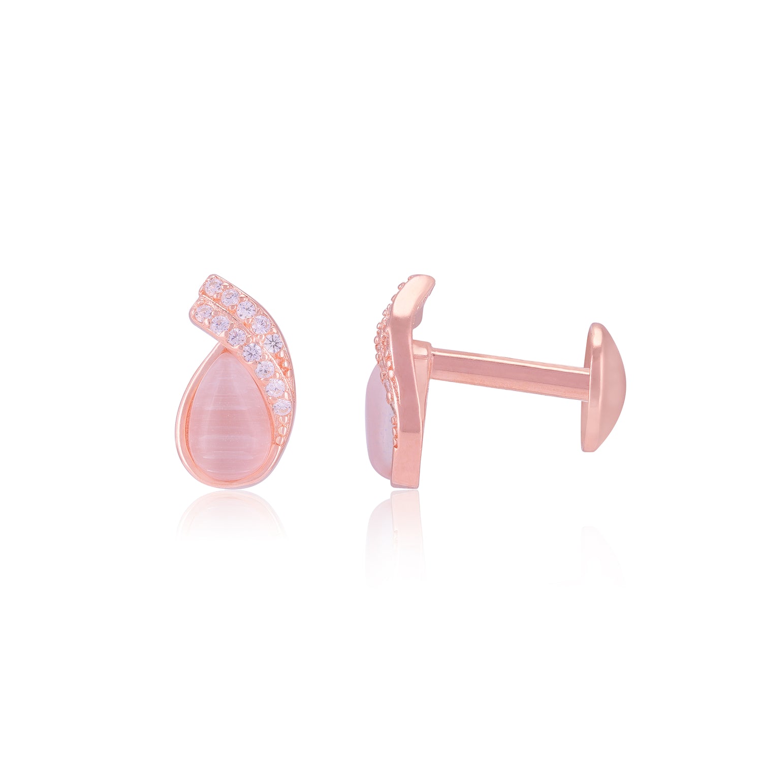 925 Sterling Silver Pear Shaped Pearl Accent Stone Earrings For Women