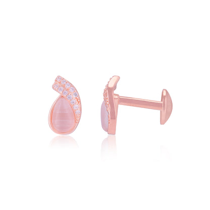 925 Sterling Silver Pear Shaped Pearl Accent Stone Earrings For Women