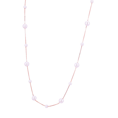 925 Sterling Silver Pearl Drift Rose Gold Chain For Women