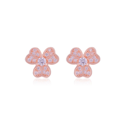 925 Sterling Silver Petal Heart Earrings for Women