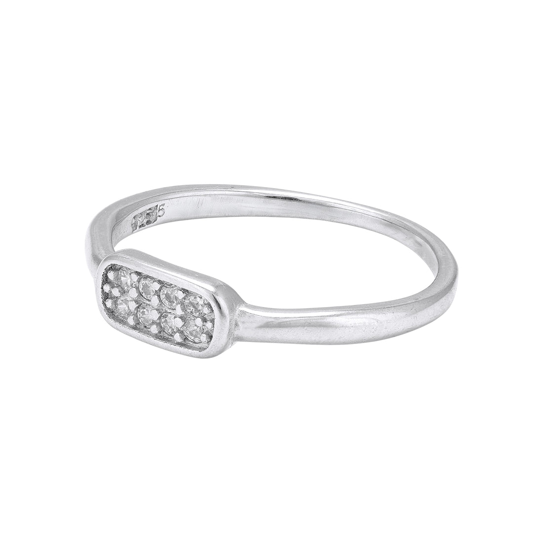 925 Sterling Silver Petite Rounded Rectangle Accent Ring for Women