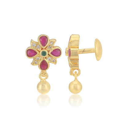 925 Sterling Silver Pink Kemp Floral Drop Earrings For Women