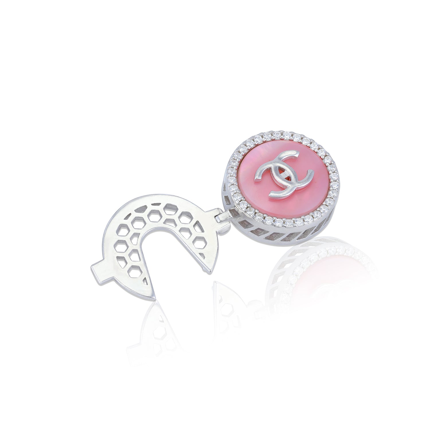 925 Sterling Silver Pink Luxe Crossover C Coat pin for Men