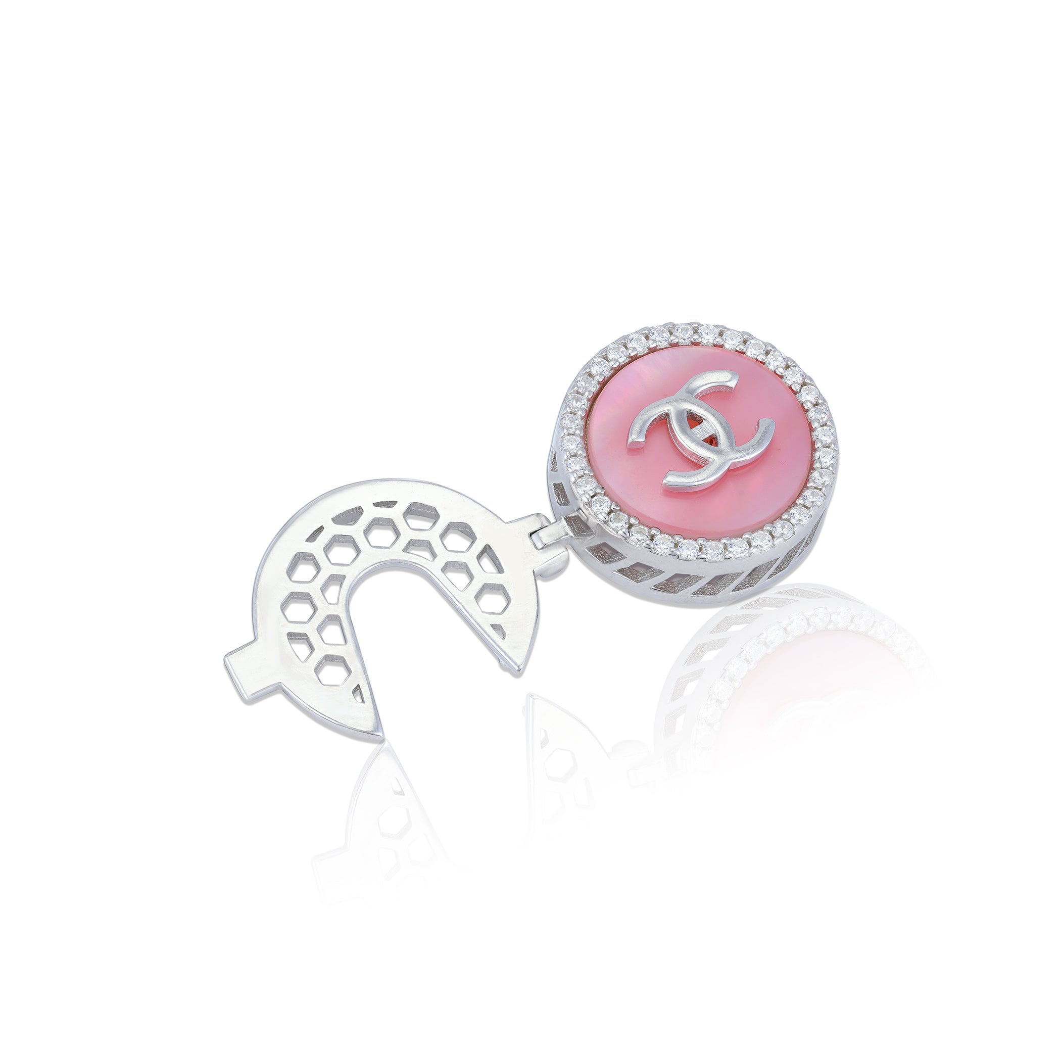 925 Sterling Silver Pink Luxe Crossover C Coat pin for Men