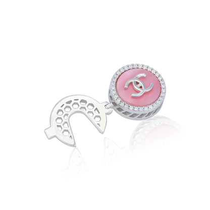 925 Sterling Silver Pink Luxe Crossover C Coat pin for Men