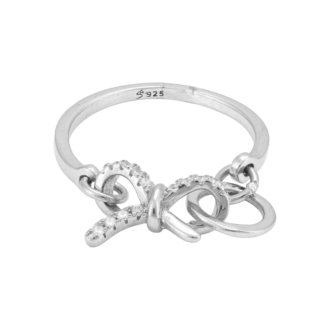 925 Sterling Silver Playful Tied Knot Chain Statement Rings For Women