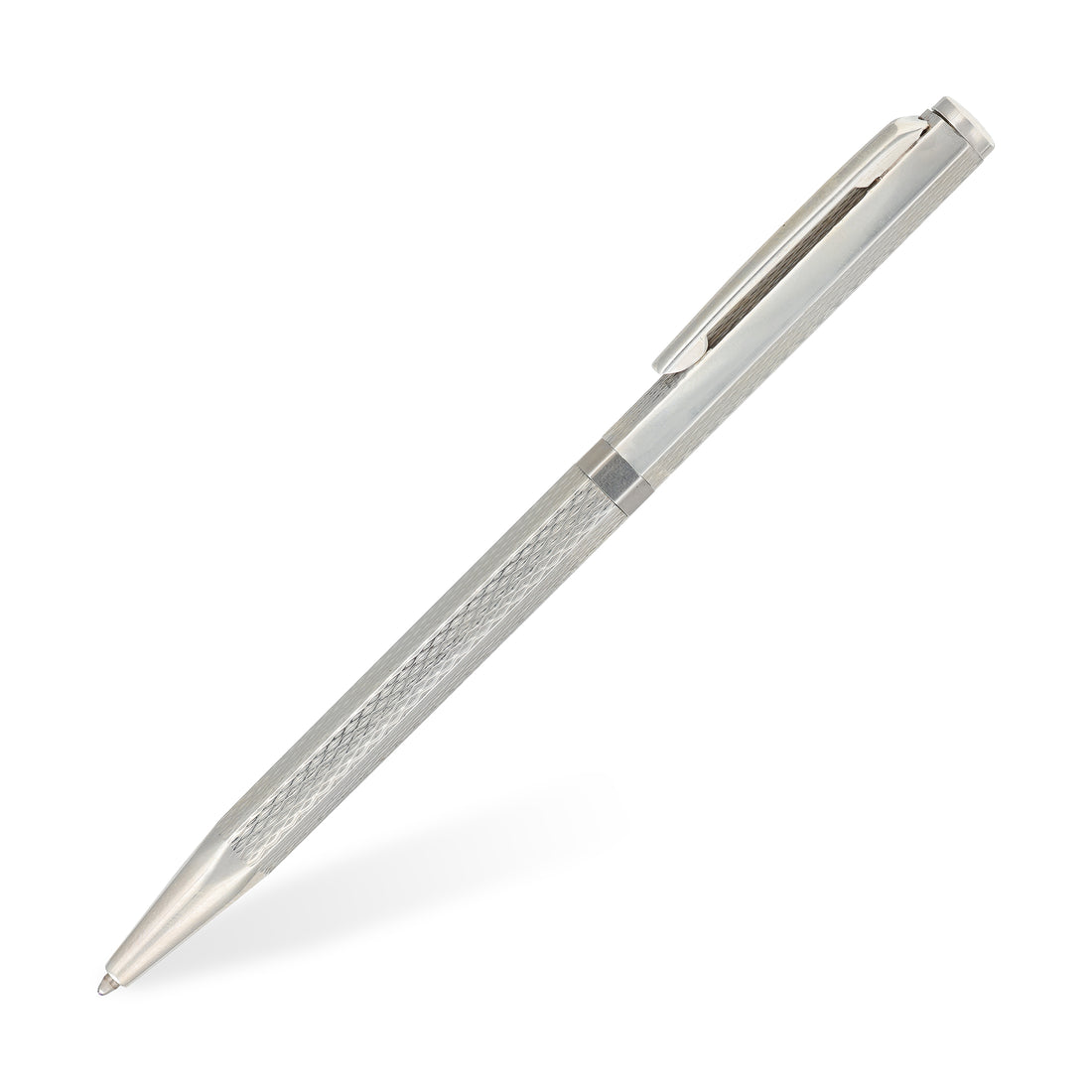 925 Sterling Silver Precision-Cut Diamond Mesh Textured Writing Pen for Men