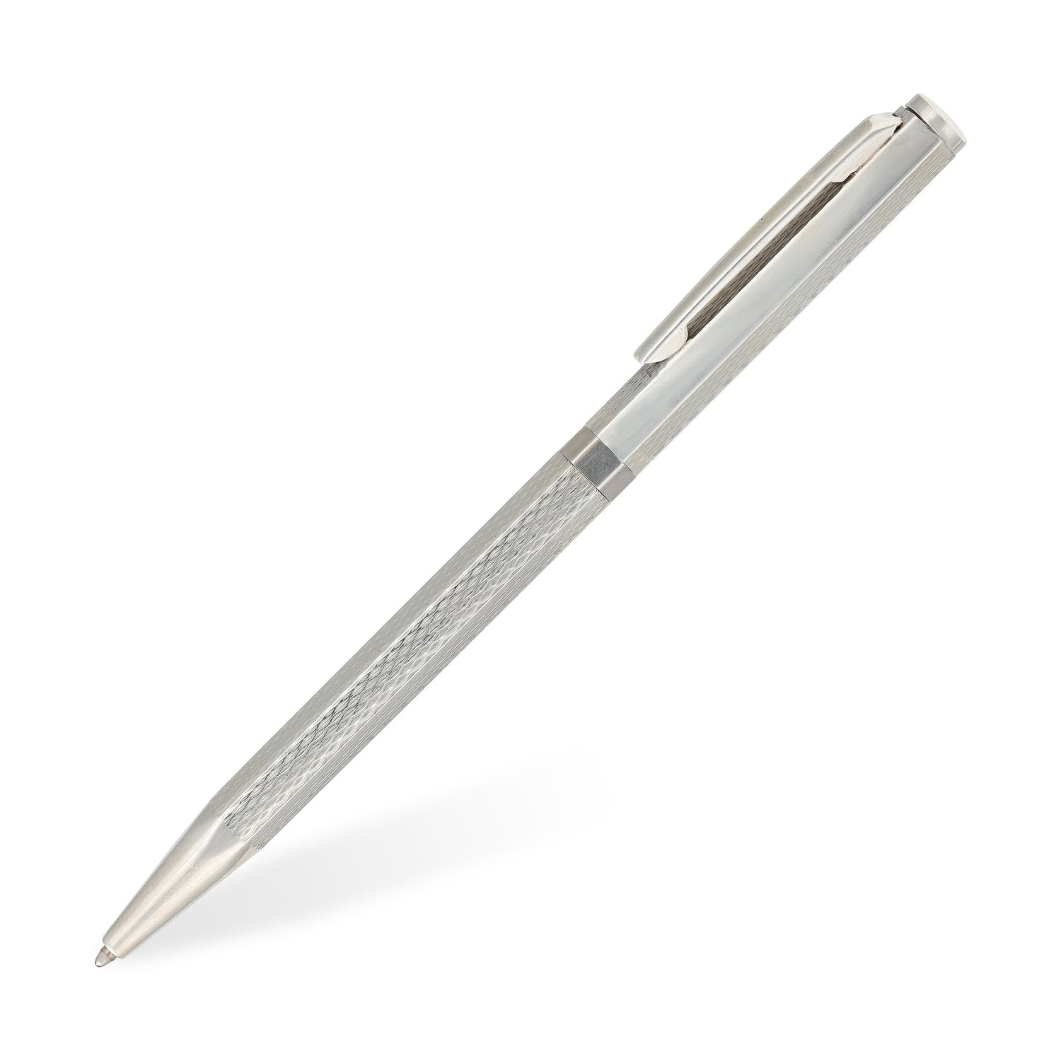 925 Sterling Silver Precision-Cut Diamond Mesh Textured Writing Pen for Men