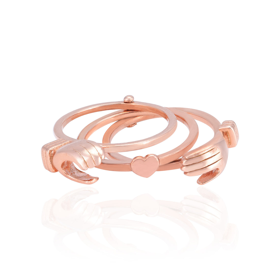 925 Sterling Silver Promise Grip Rose Gold Plated Ring for Women