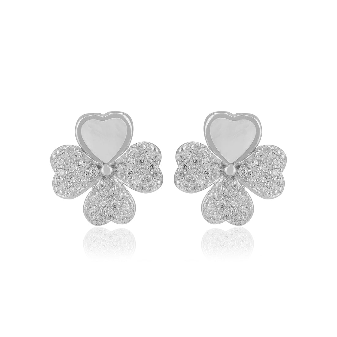 925 Sterling Silver Quartet Heart Petals Earrings For Women