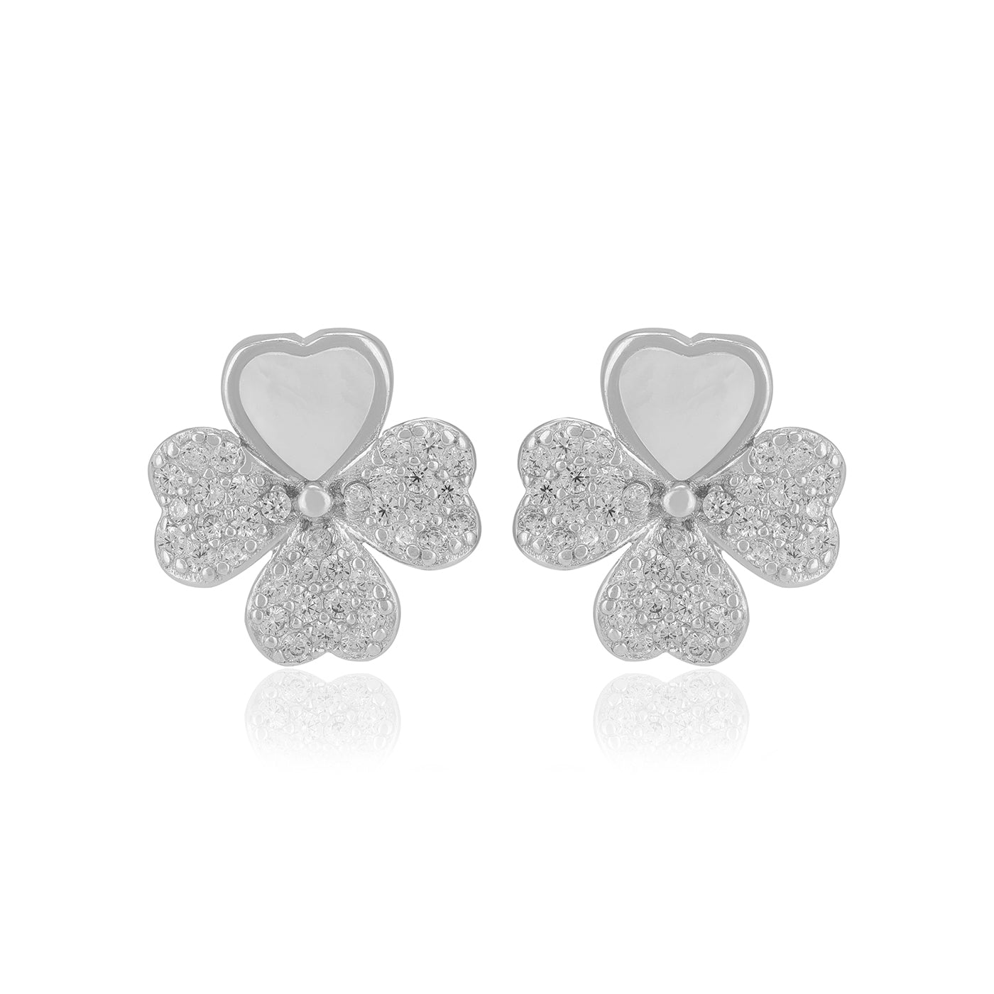 925 Sterling Silver Quartet Heart Petals Earrings For Women