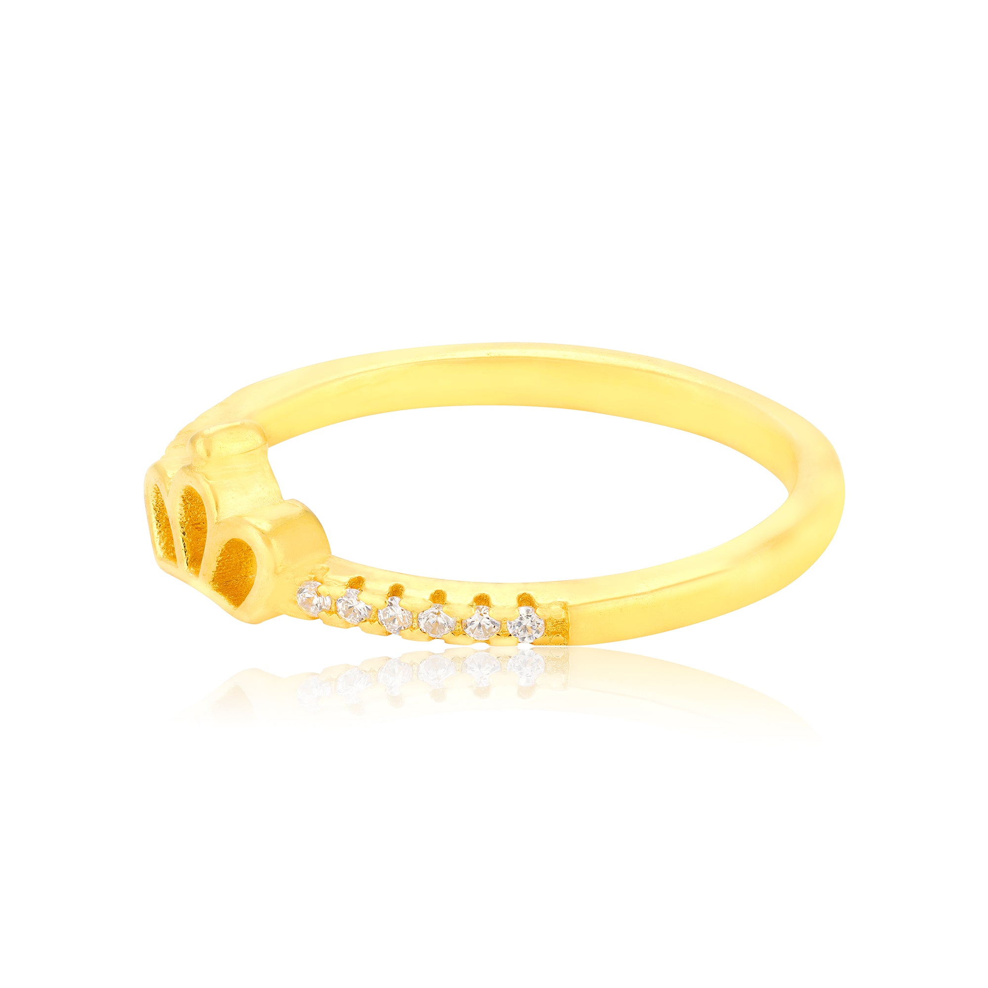 925 Sterling Silver QueenLit Crown Gold Plated Ring for Women