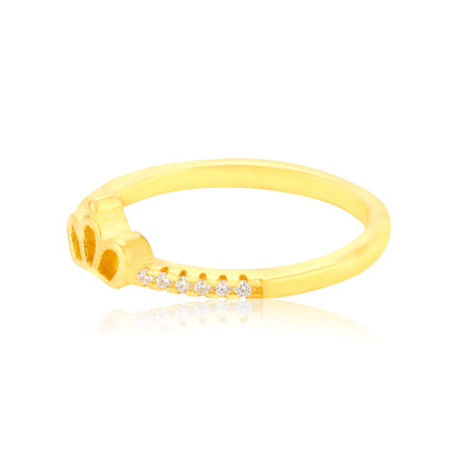 925 Sterling Silver QueenLit Crown Gold Plated Ring for Women