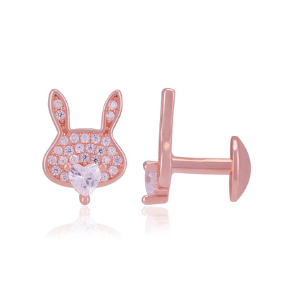 925 Sterling Silver Rabbit Charm Heart Center Earrings For Women