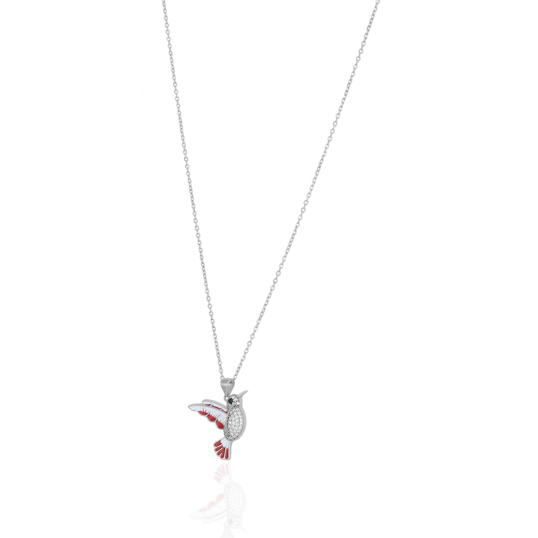 925 Sterling Silver Radiant Hummingbird Inspired Rhodium Plated Chain Pendant for Women
