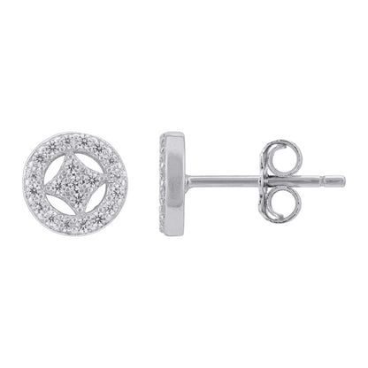 925 Sterling Silver Radiant Mandala Cutwork Stud Earrings for Women