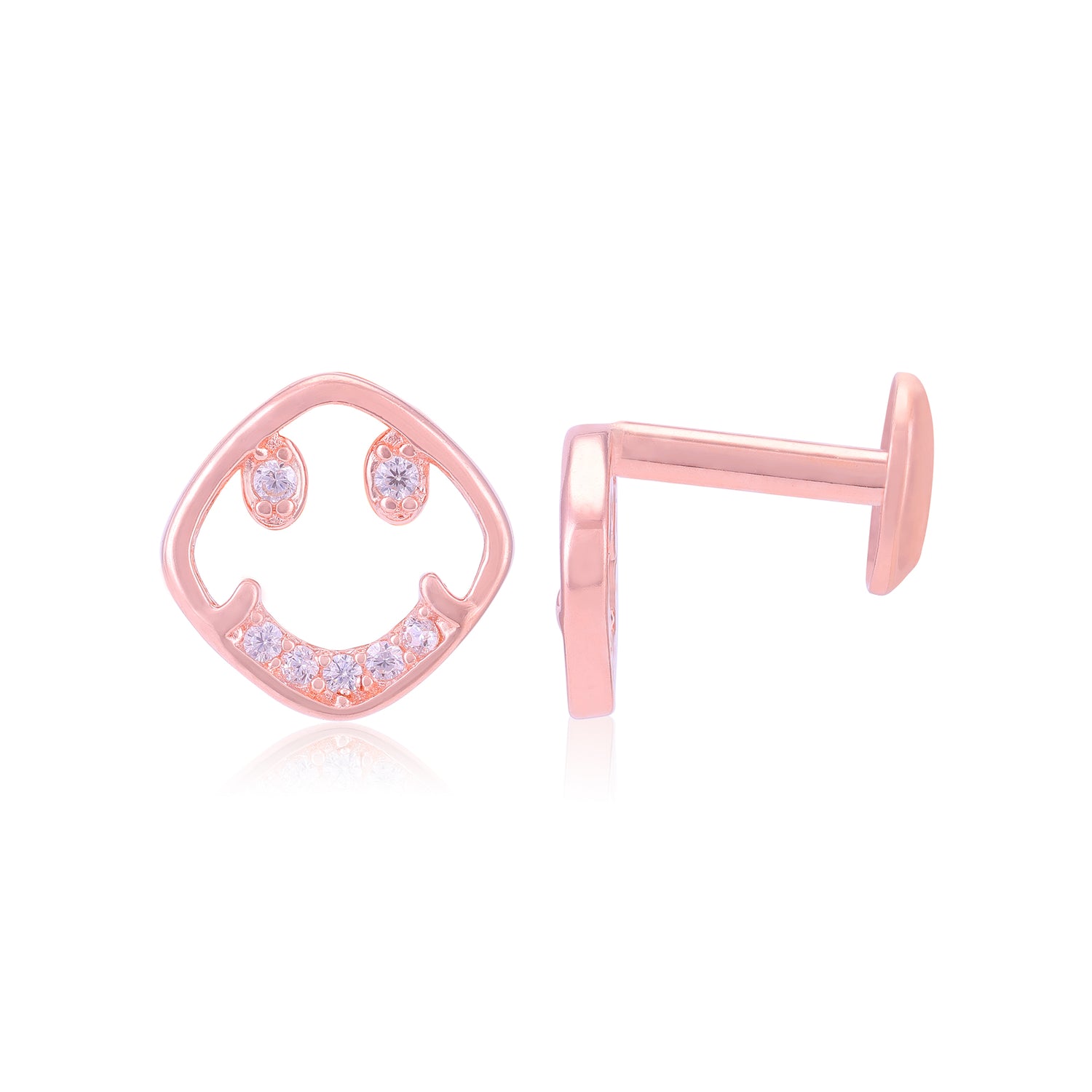 925 Sterling Silver Radiant Smiley Earrings For Women