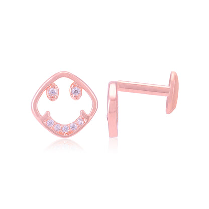 925 Sterling Silver Radiant Smiley Earrings For Women