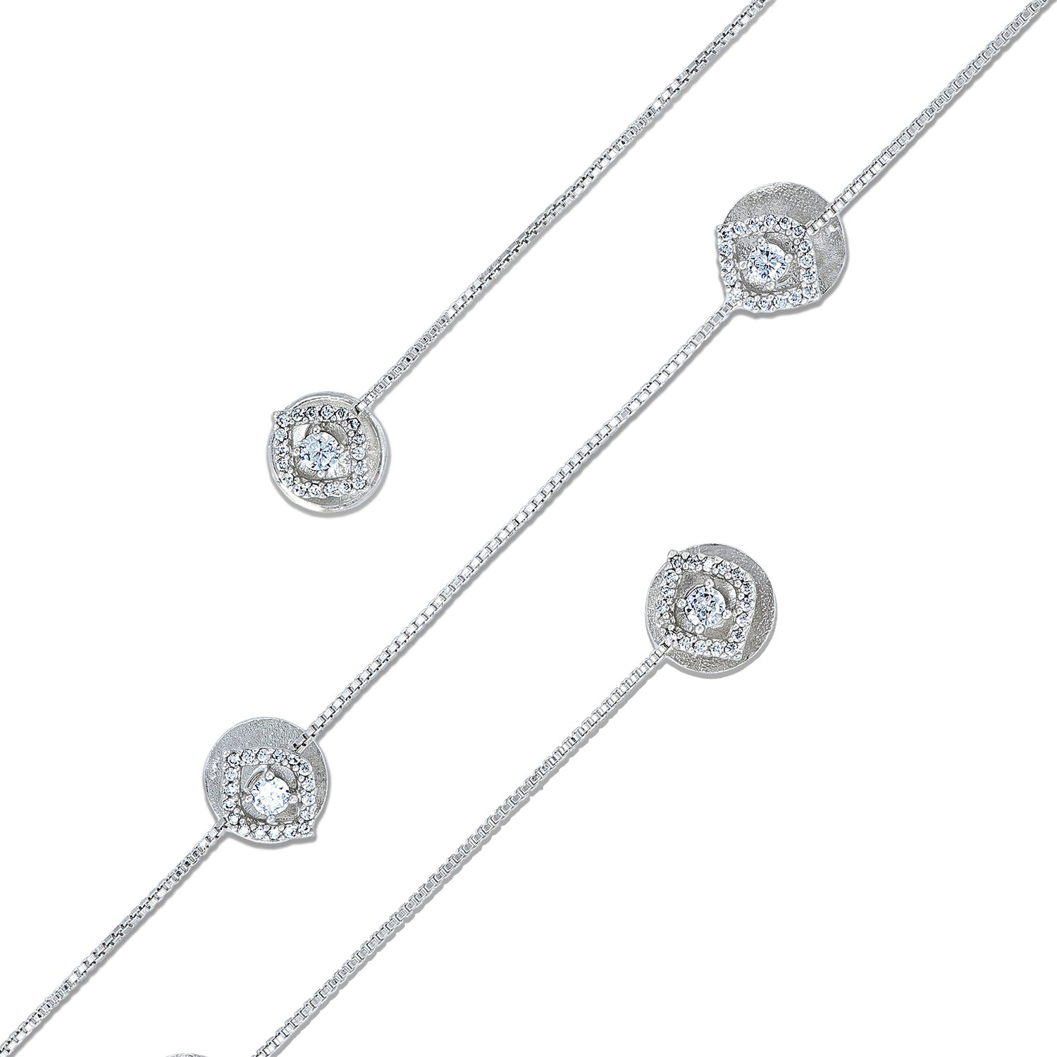 925 Sterling Silver Radiant Strand Diamond Chain Coat pin for Men
