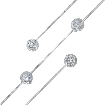 925 Sterling Silver Radiant Strand Diamond Chain Coat pin for Men
