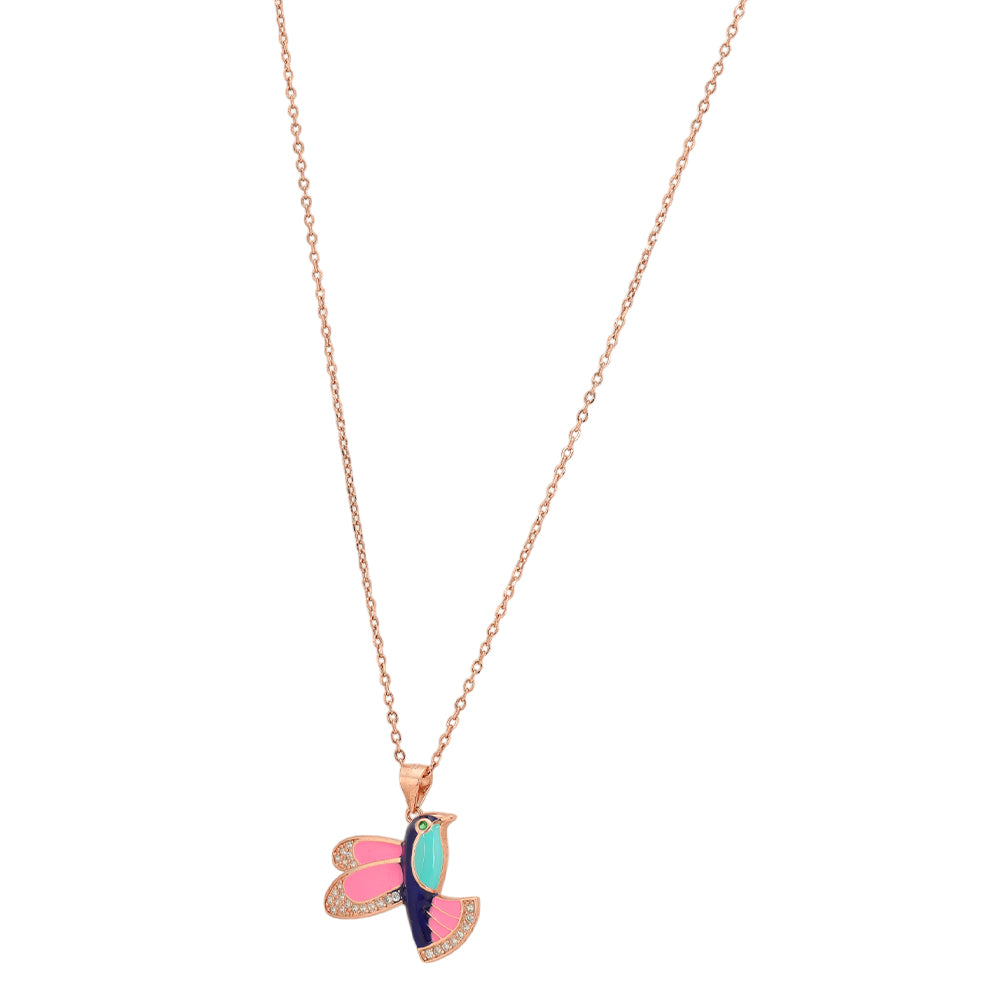 925 Sterling Silver Rainbow Wings Chain Pendant For Women