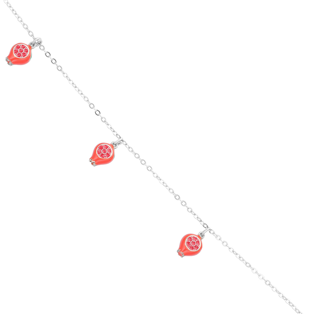 Sterling Silver Red Lantern Charm Chain Bracelet For WomenSterling Silver Red Lantern Charm Chain Bracelet For Women