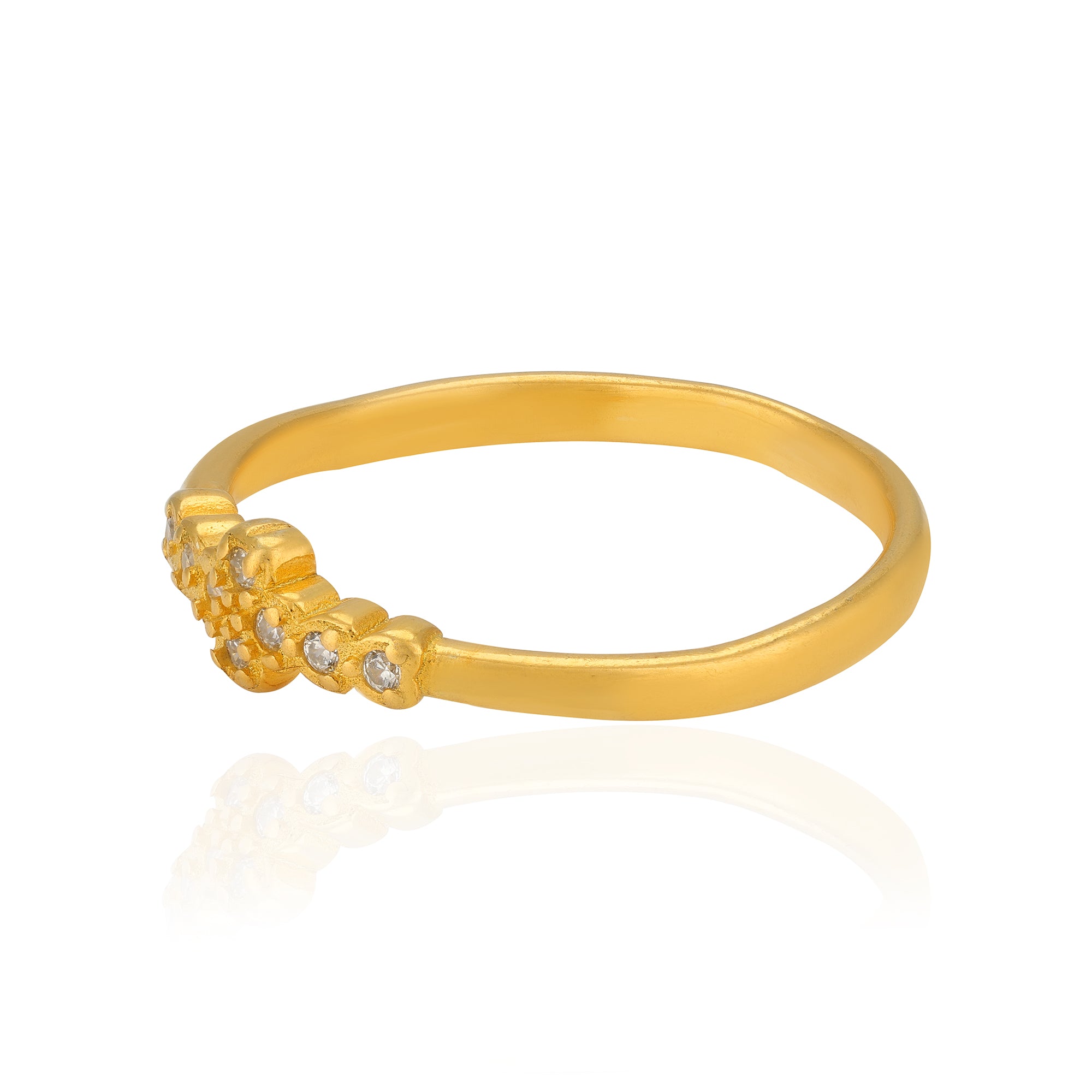 925 Sterling Silver Regal Bloom Gold Plated Ring for Women