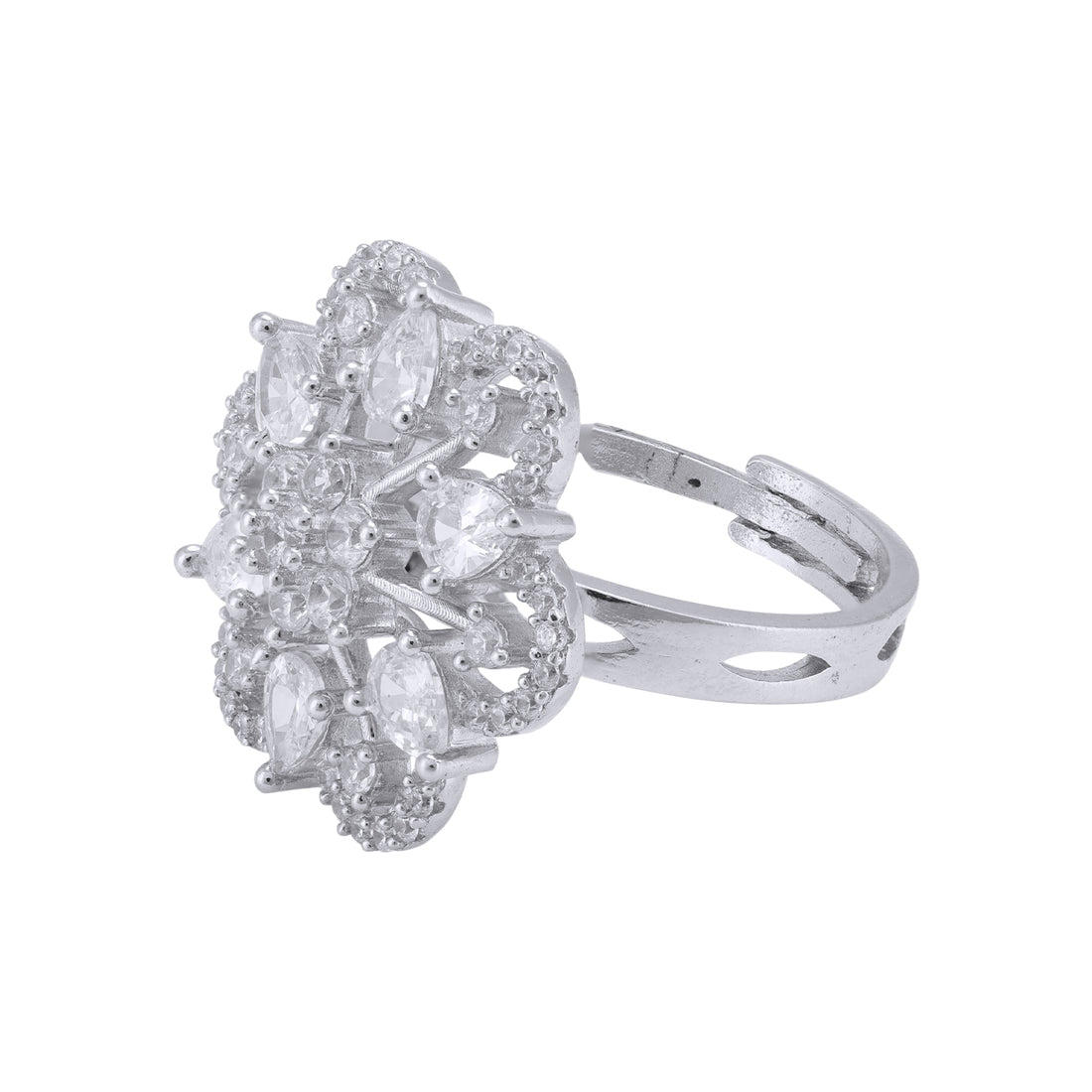 925 Sterling Silver Regal Blossom Cluster Cocktail Ring for Women