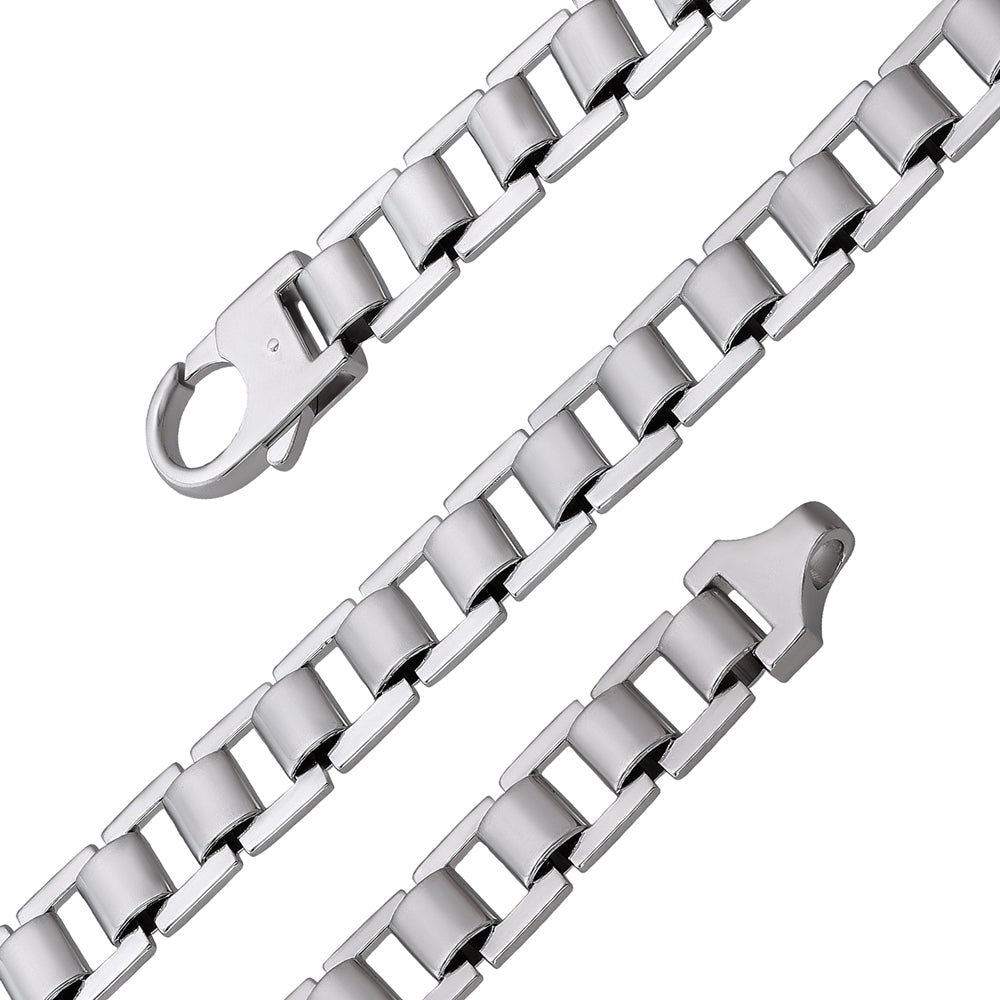925 Sterling Silver Rhodium Attractive Anchorlink Mens Bracelet