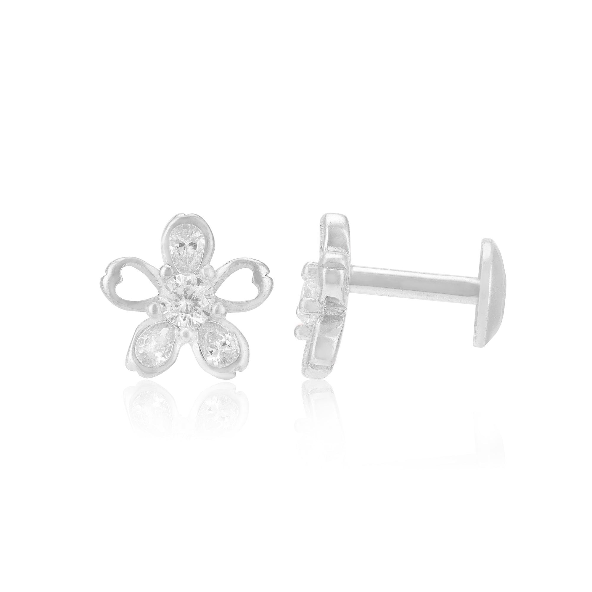 925 Sterling Silver Rhodium Blooming Flower Earrings for Women