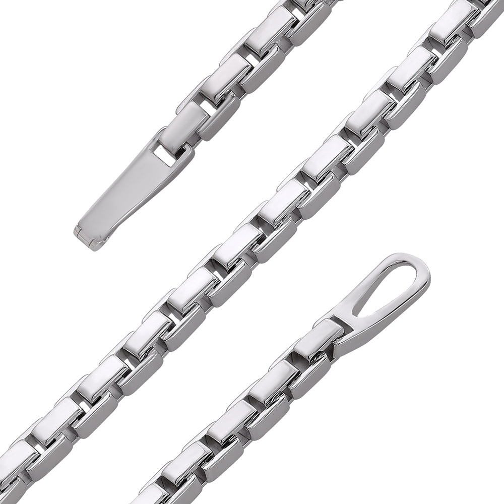 925 Sterling Silver Rhodium Classic Interlinked Bracelet