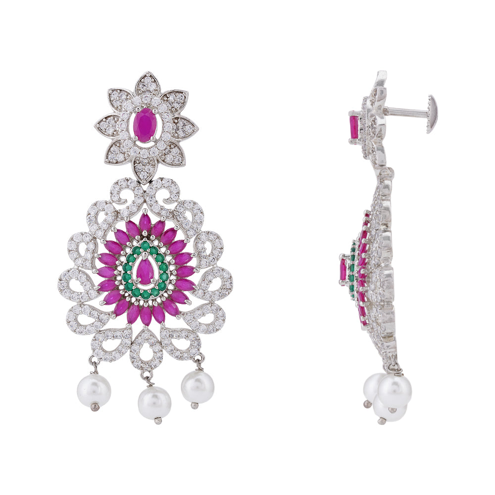 Sterling Silver Rhodium Dazzling Earring