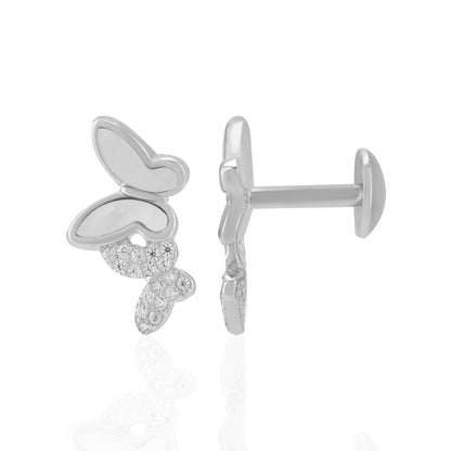 925 Sterling Silver Rhodium Dual Style Butterflies Earrings For Women