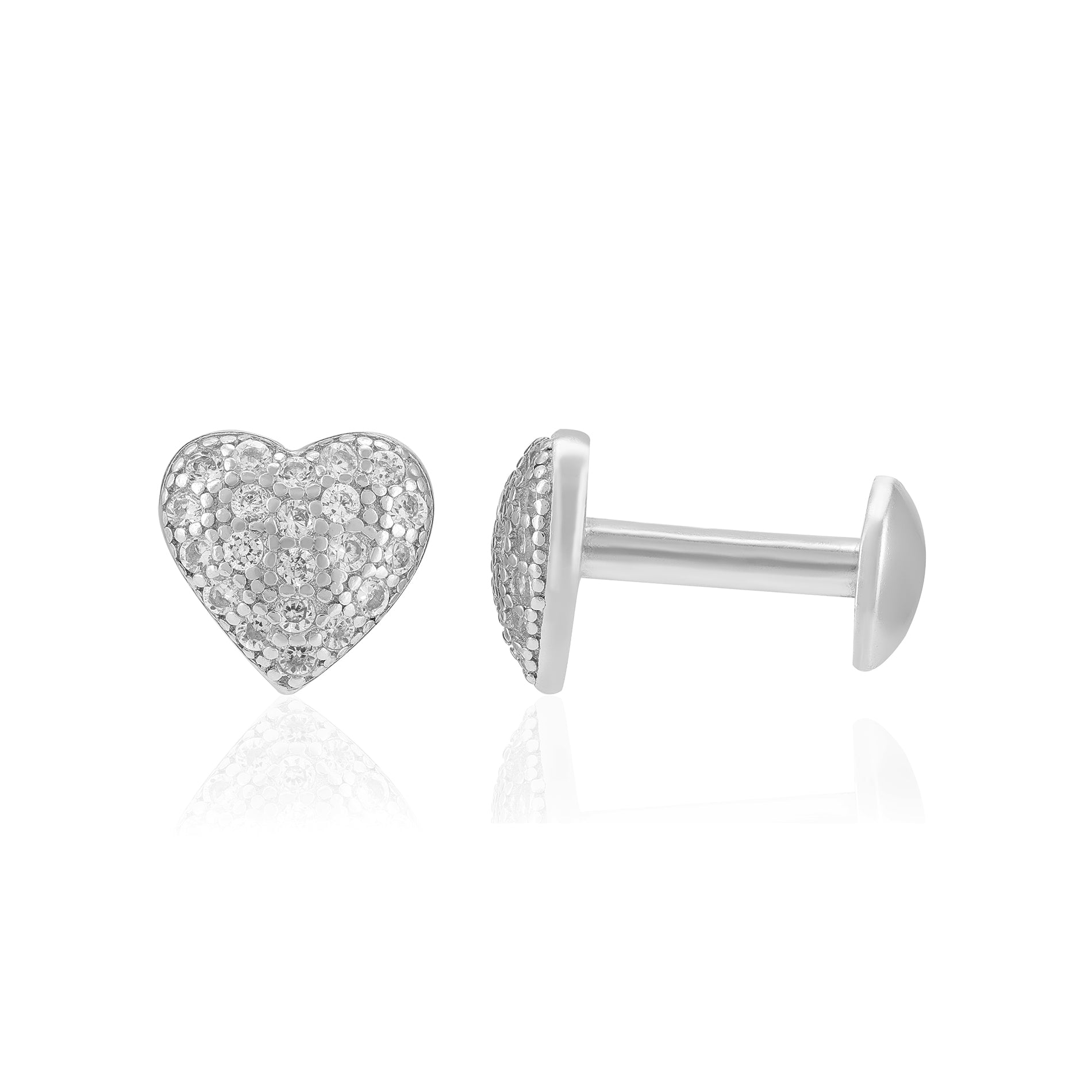 925  Sterling Silver Rhodium Glittering Heart Earrings For Women