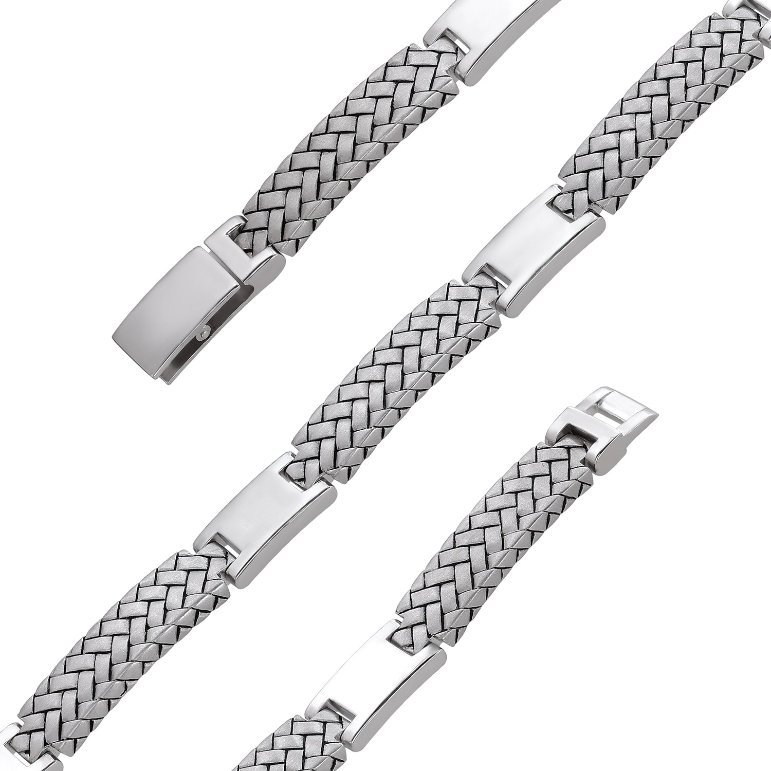 925 Sterling Silver Rhodium Haughty Herringbone Bracelet