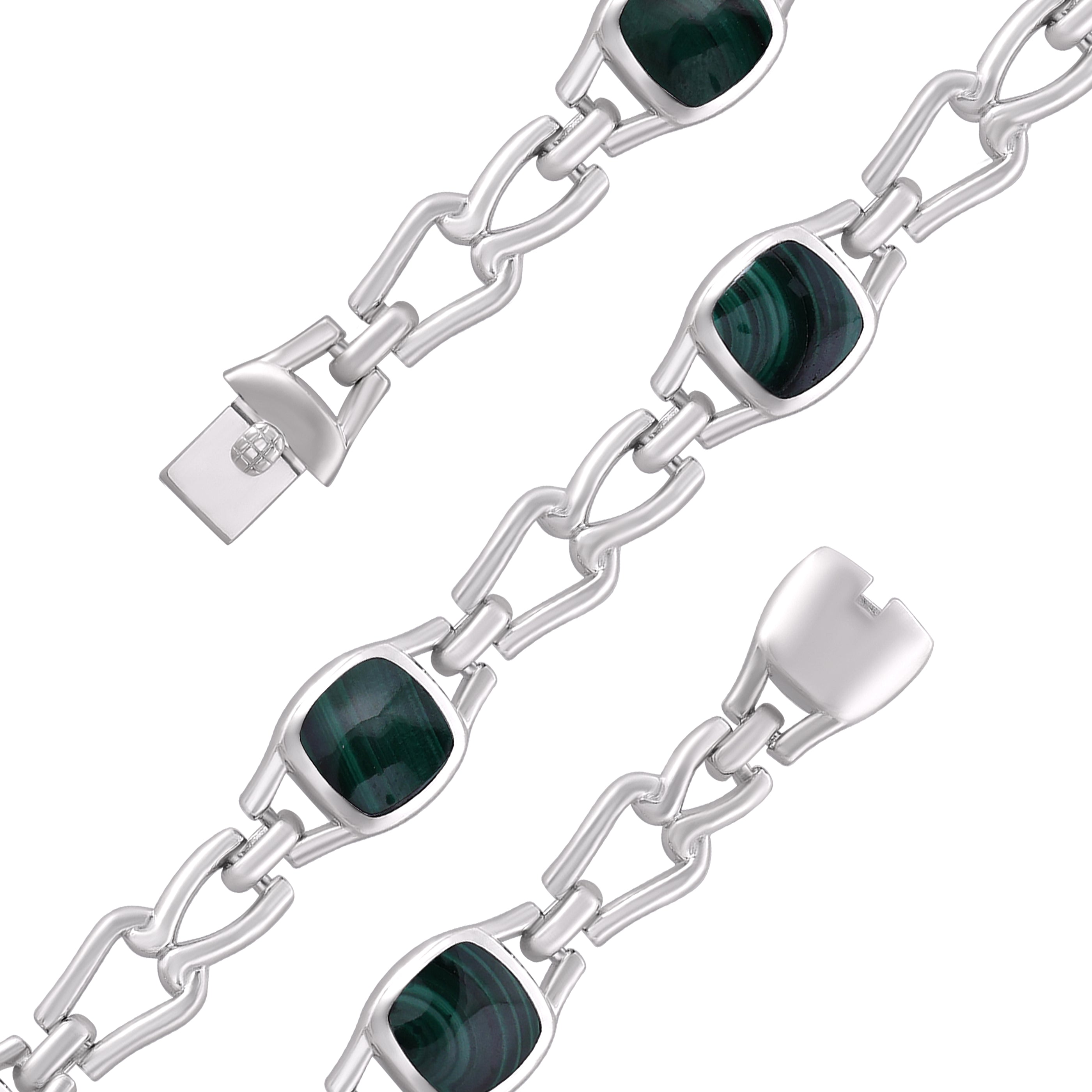 925 Sterling Silver Rhodium Magic Malachite Bracelet