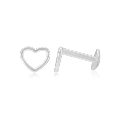 925 Sterling Silver Rhodium Outline Heart Earrings For Women