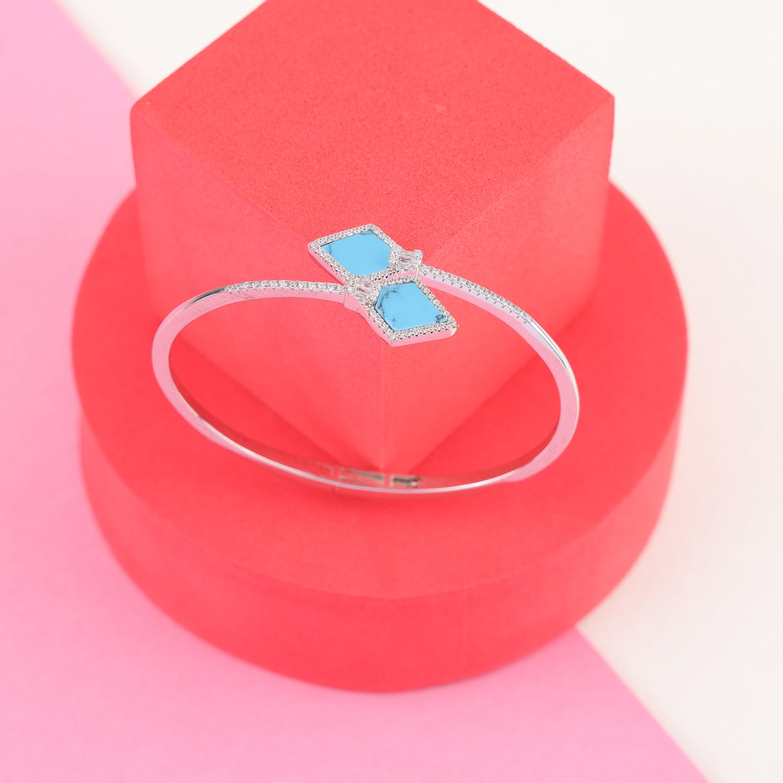 925 Sterling Silver Rhodium Plated Azure Kite Charm Bracelet and Ring for Women 1