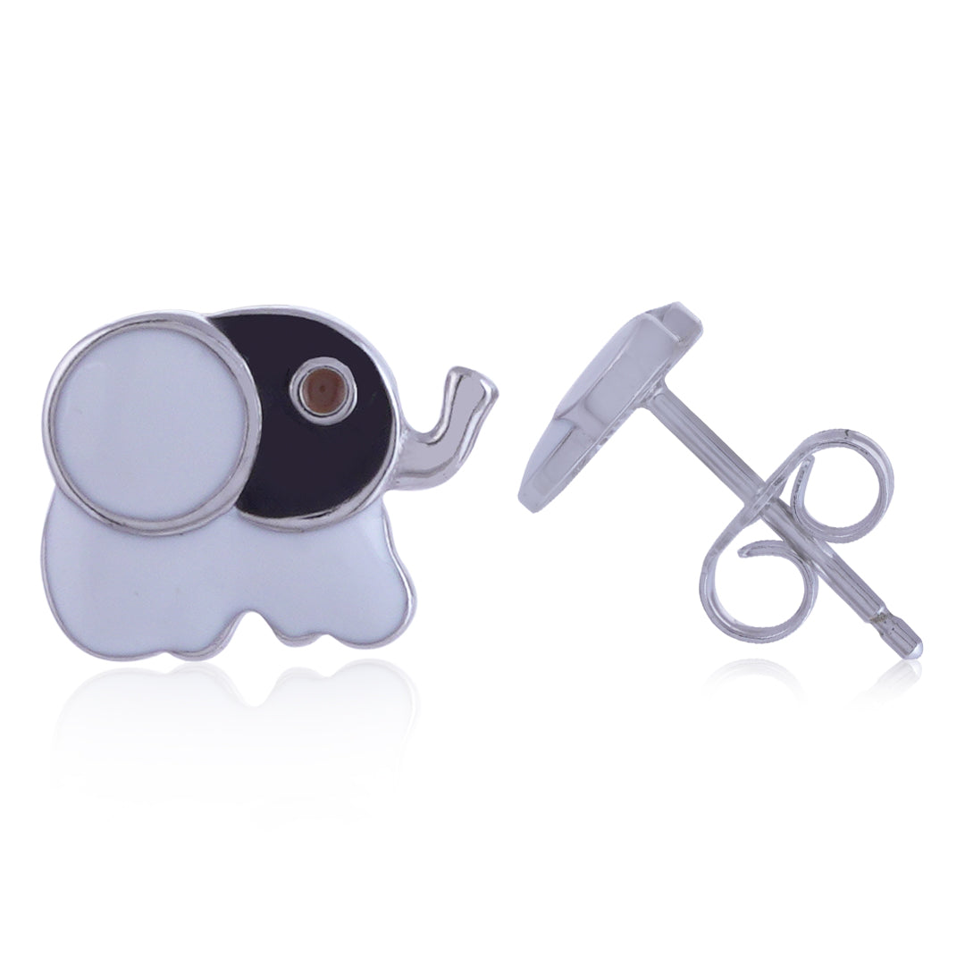 925 Sterling Silver Rhodium Plated Baby Elephant Stud For Kids