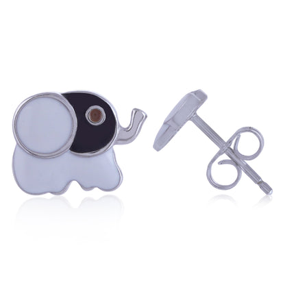 925 Sterling Silver Rhodium Plated Baby Elephant Stud For Kids