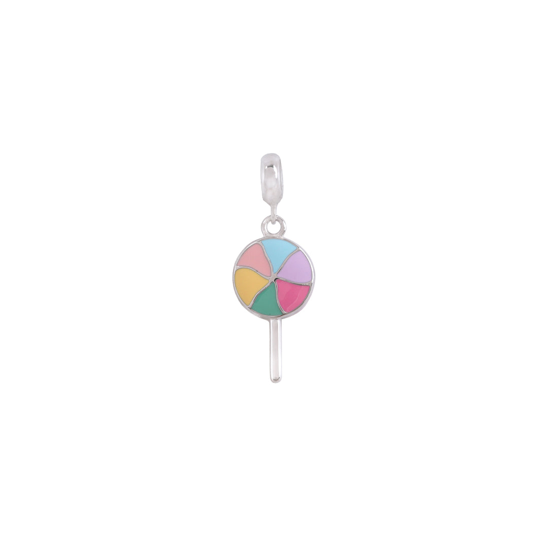 925 Sterling Silver Rhodium Plated Colorspin Candy Pendant For Kids